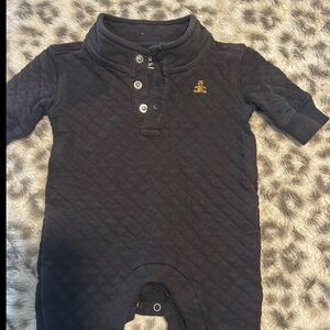 Black Quilted Baby Onesie with Bear Logo